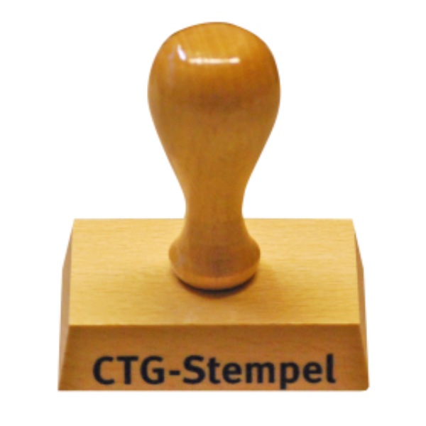 CTG Stempel von vorne mit einer Aufschrift "CTG-Stempel"