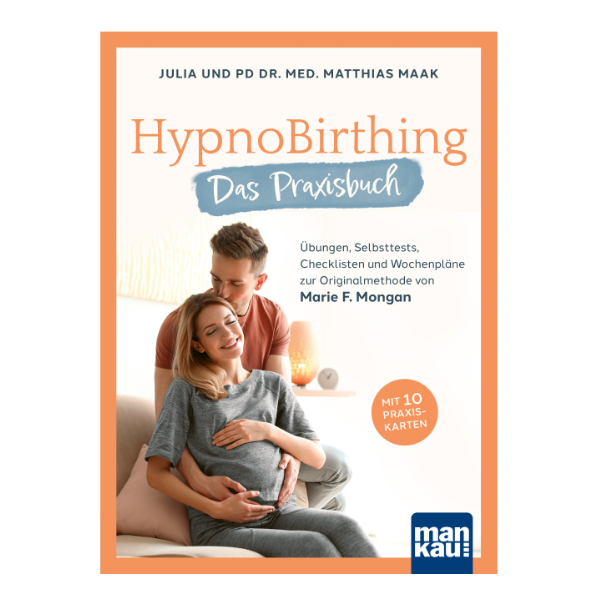 Cover "HypnoBirthing" mit einer schwangeren Frau und einem Mann.