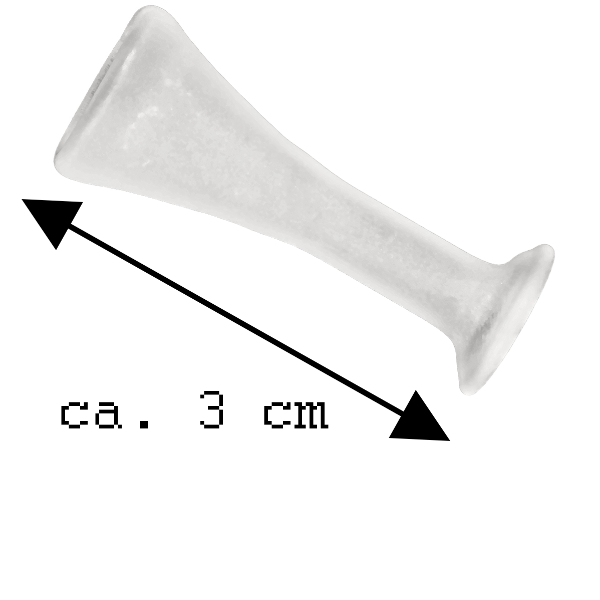 Die Größe von dem Glashörrohr wird mit einem Pfeil von 3cm dargestellt.