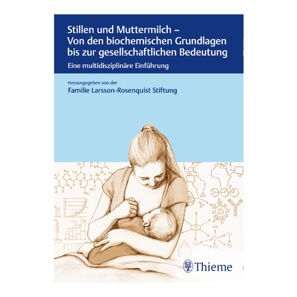 Cover "Stillen und Muttermilch - Von den biochemischen Grundlagen bis zur gesellschaftlichen Bedeutung" mit einem Bild von einer stillenden Mutter.