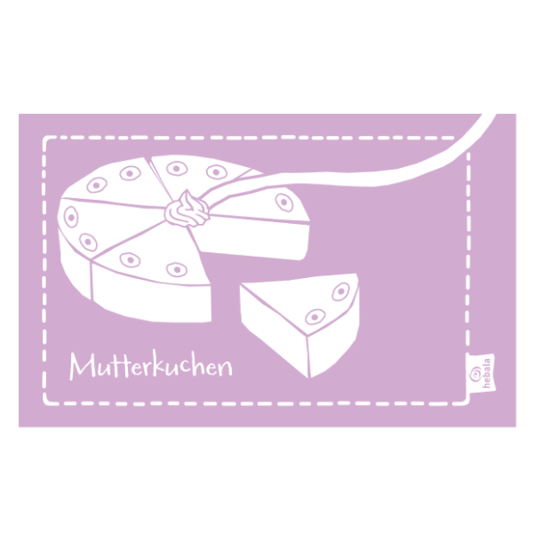 Frühstücksbrettchen mit einem Kuchen und der Aufschrift "Mutterkuchen".