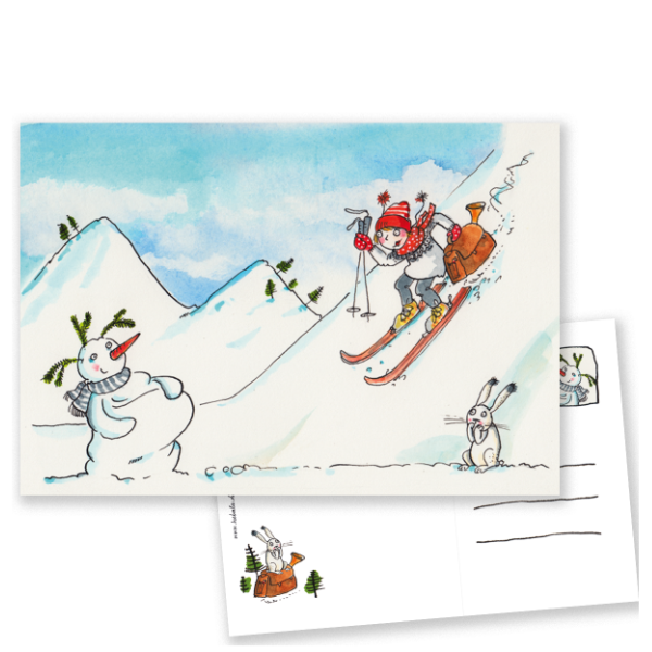 Vorder- und Rückseite der Postkarte "Schneekönigin".