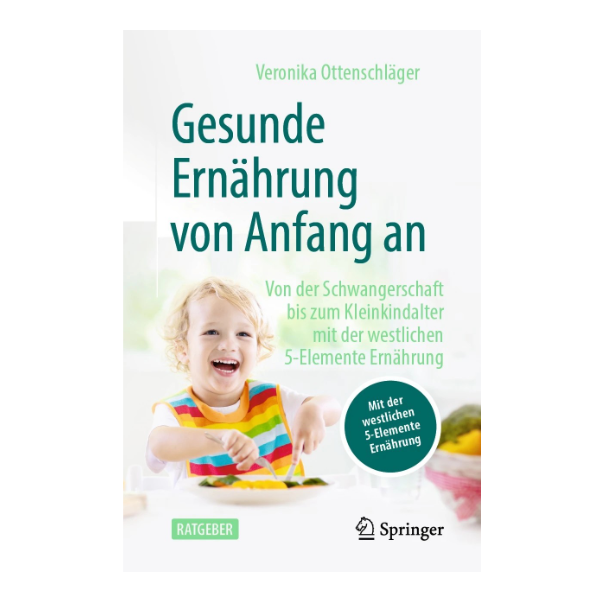 Cover "Gesunde Ernährung von Anfang an" mit einem lachenden Kind, das isst.