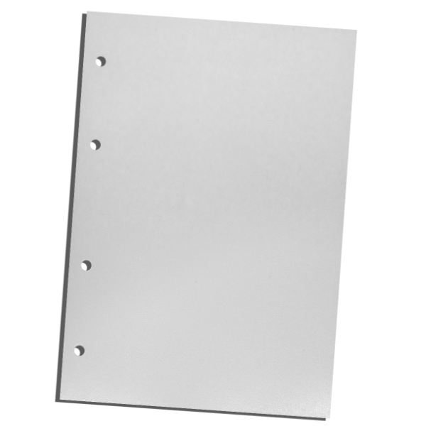Transparentes Schutzblatt mit einer Lochung zum Abheften.